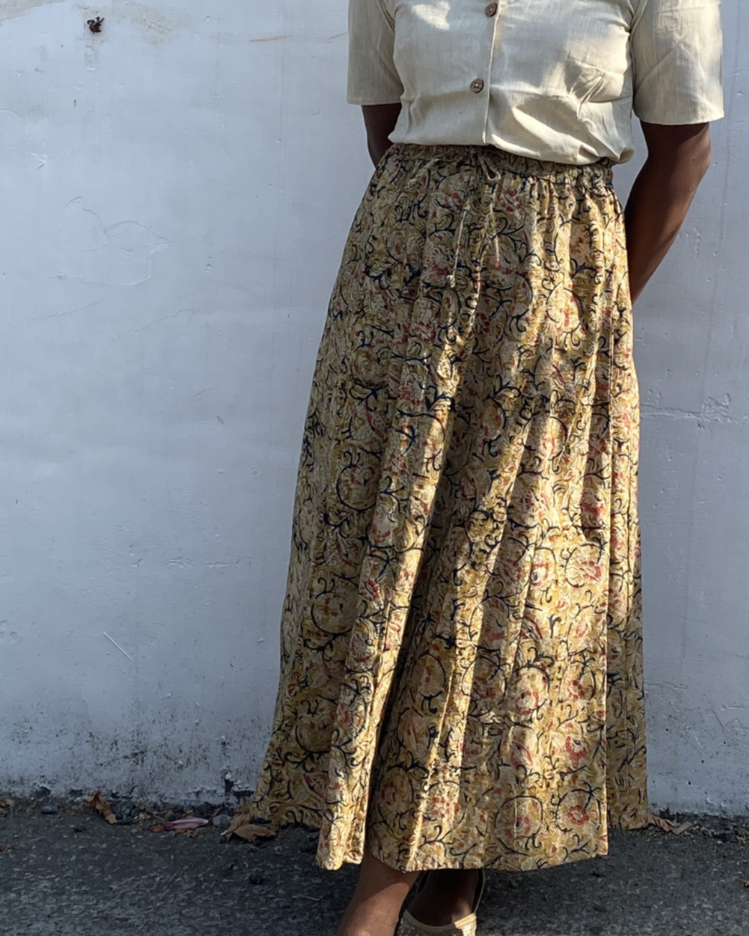 Kalamkari Printed Panel Cut Skirt