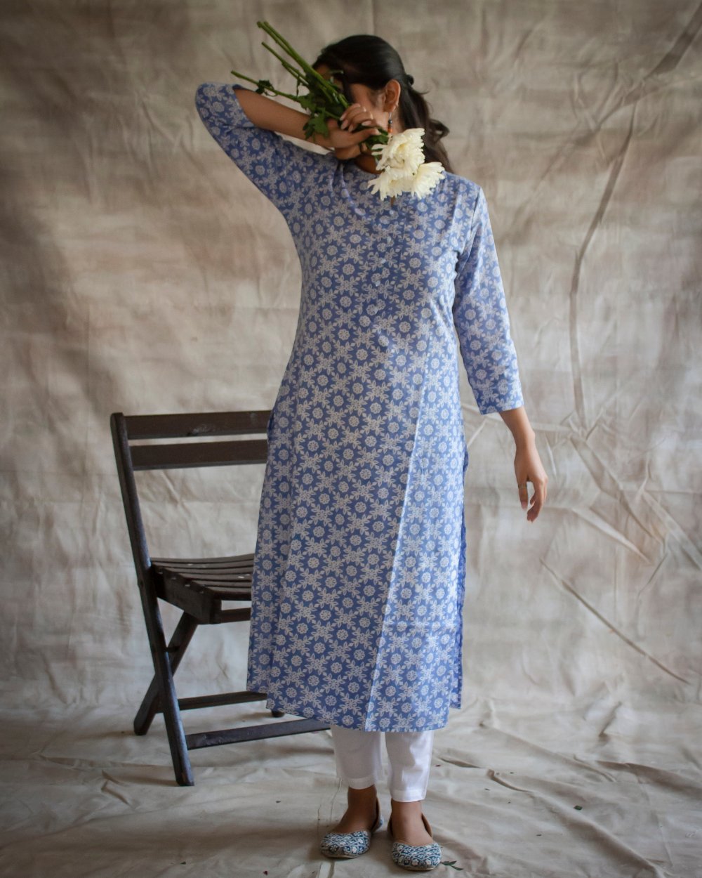 Blue Hand Block Printed Kurti