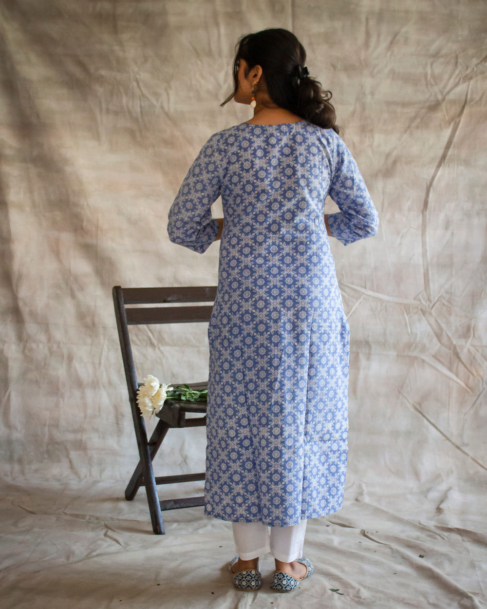 Blue Hand Block Printed Kurti