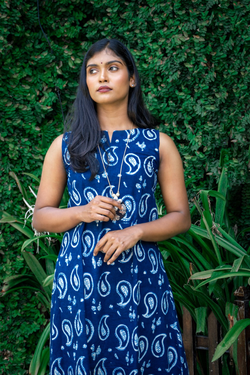 Blue Hand Block Printed A Line Kurti