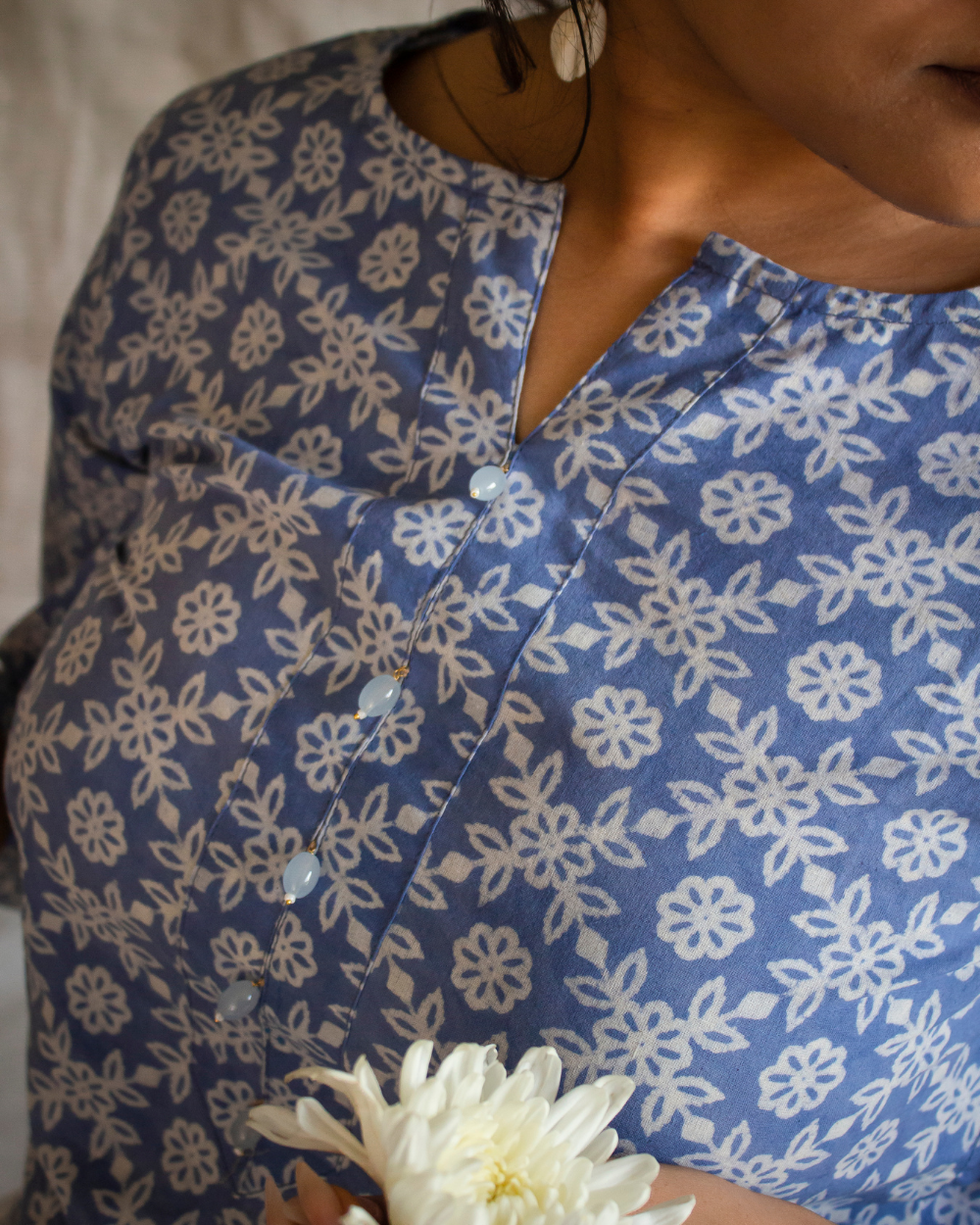 Blue Hand Block Printed Kurti