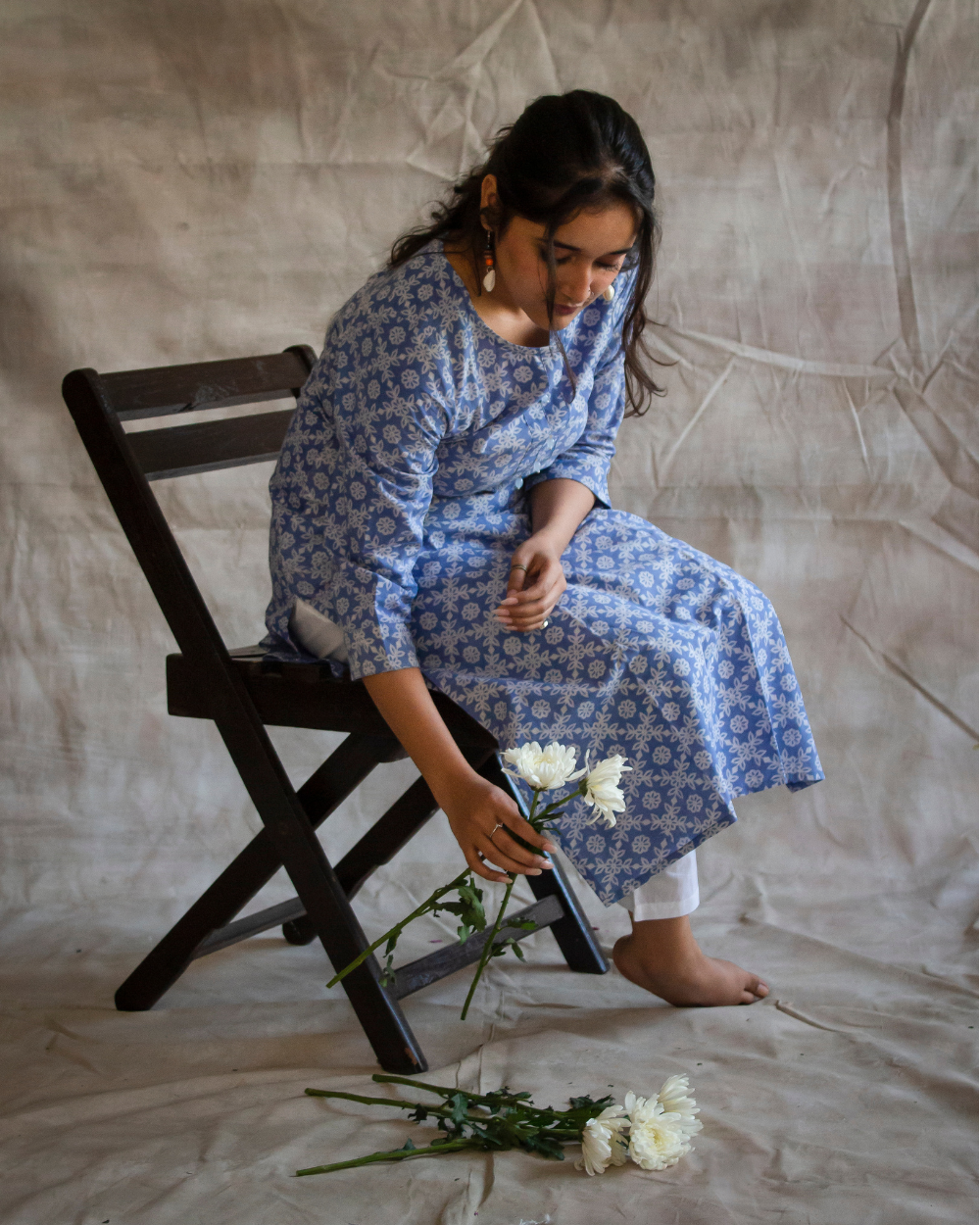 Blue Hand Block Printed Kurti