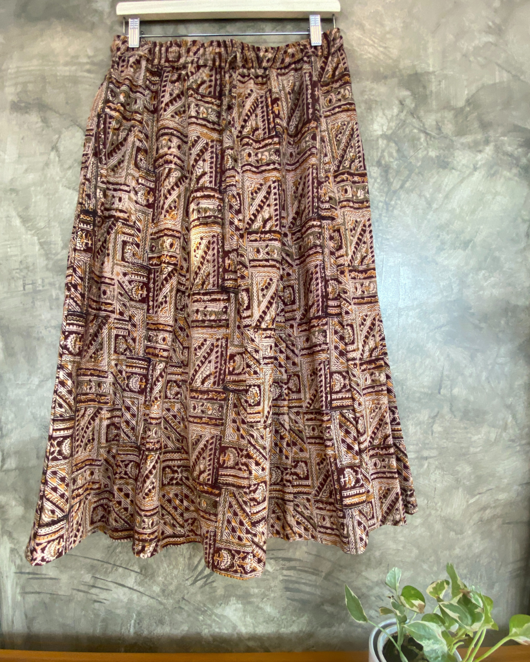Kalamkari Printed Panel Cut Skirt