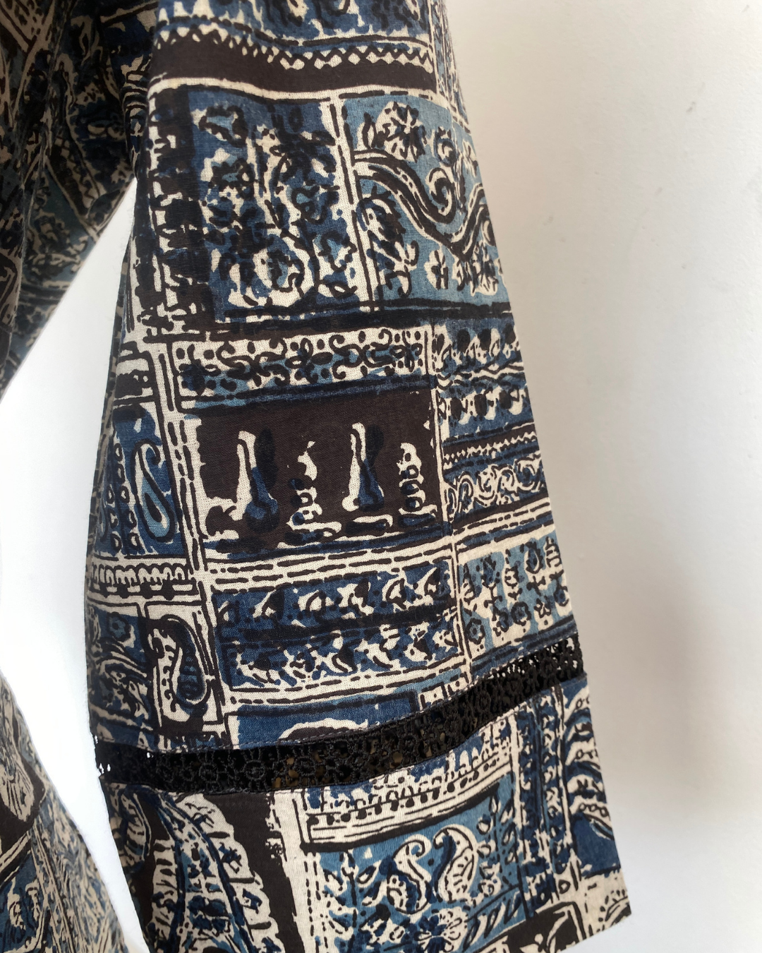 "CHAMPA" Kalamkari Hand Block Printed Lace Kurti