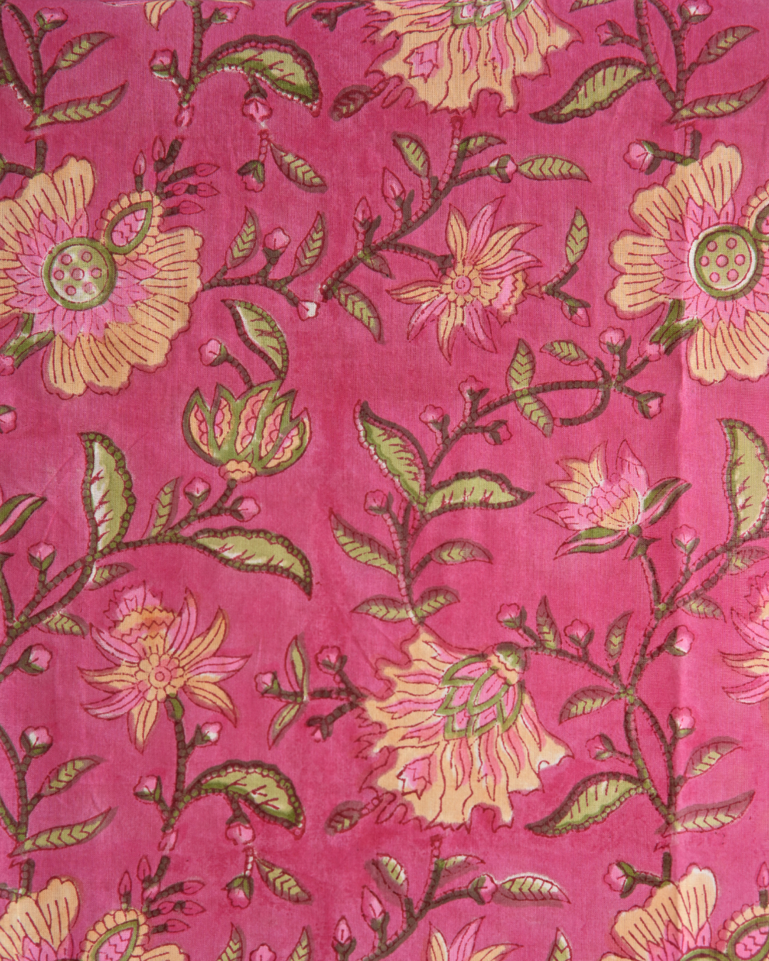 "NAIRA" Pink Floral Sanganeri Printed Cotton Kurti with Pant