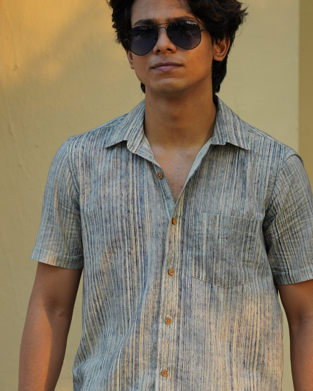 brush paint print men's shirt
