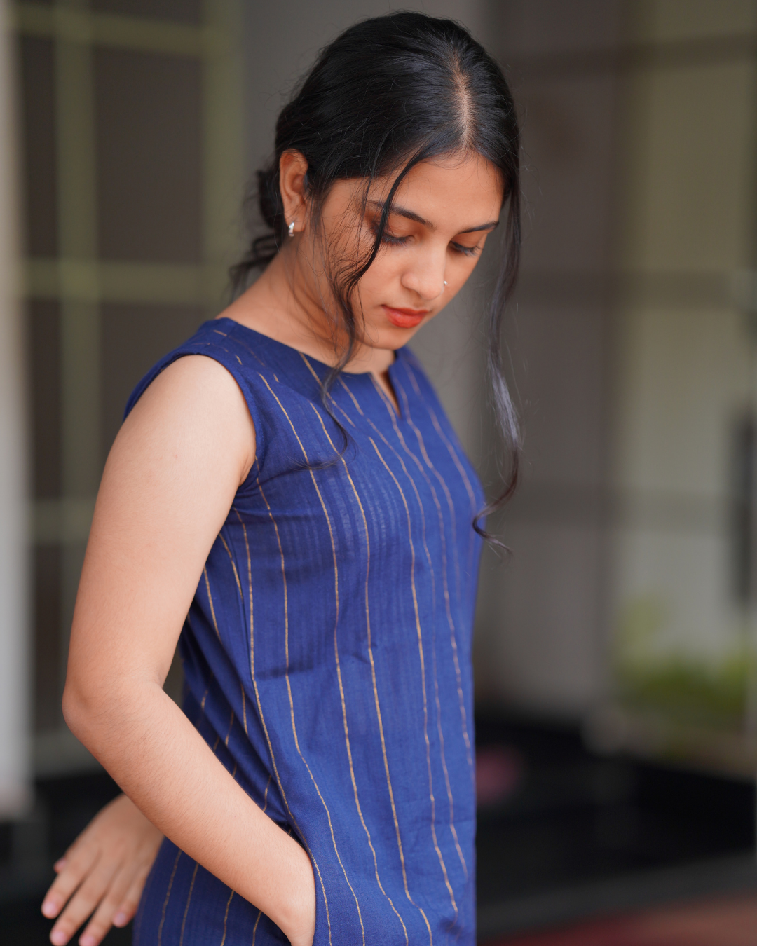 NAVY BLUE A-LINE DRESS