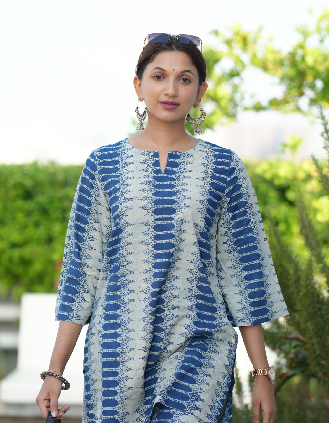 Indigo blue Hand block Printed Relaxed Fit Top