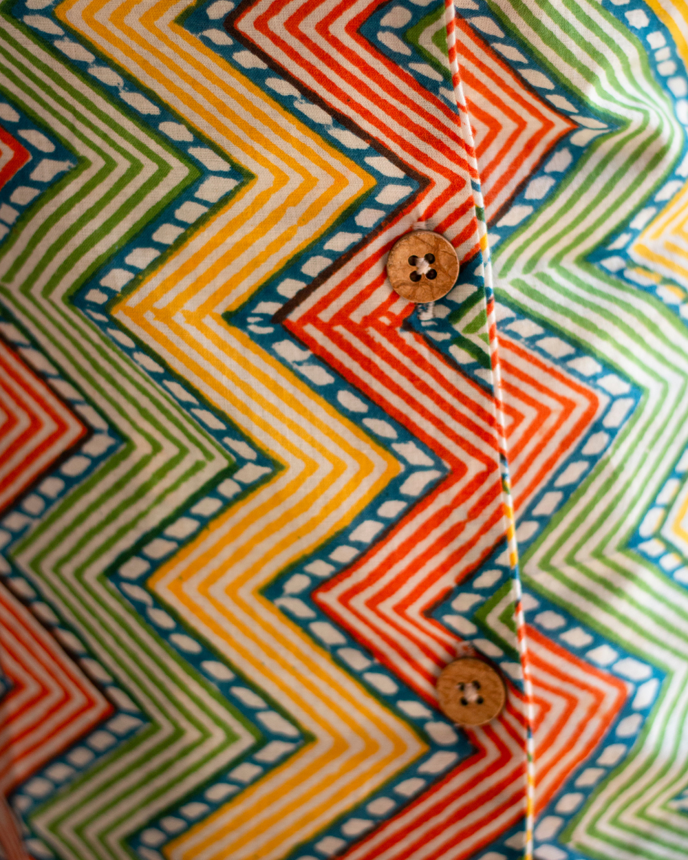 Multi Colour Zigzag Hand Block Shirt