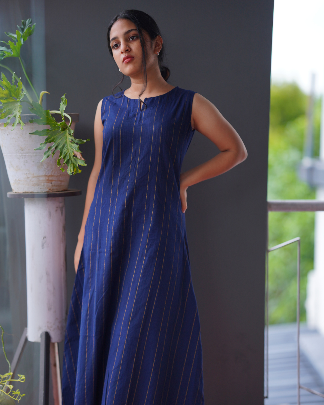 NAVY BLUE A-LINE DRESS
