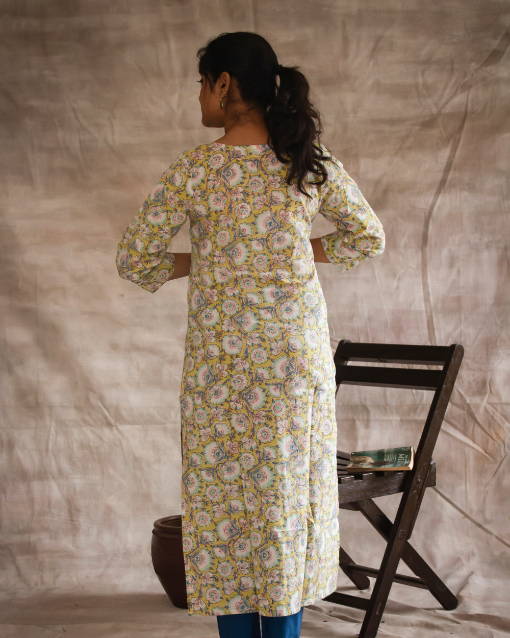 Lemon Yellow Hand Block Printed Kurti
