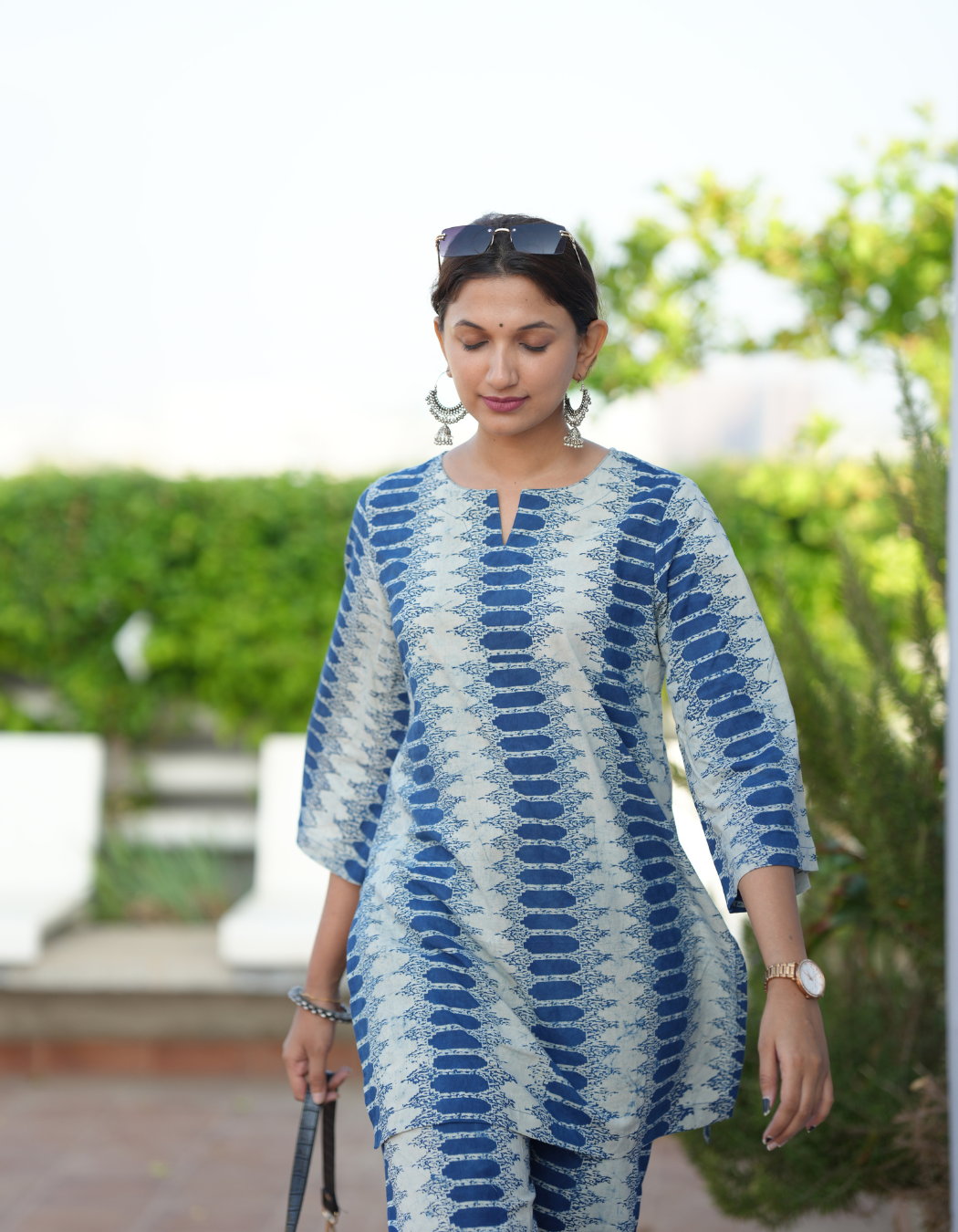 Indigo blue Hand block Printed Relaxed Fit Top