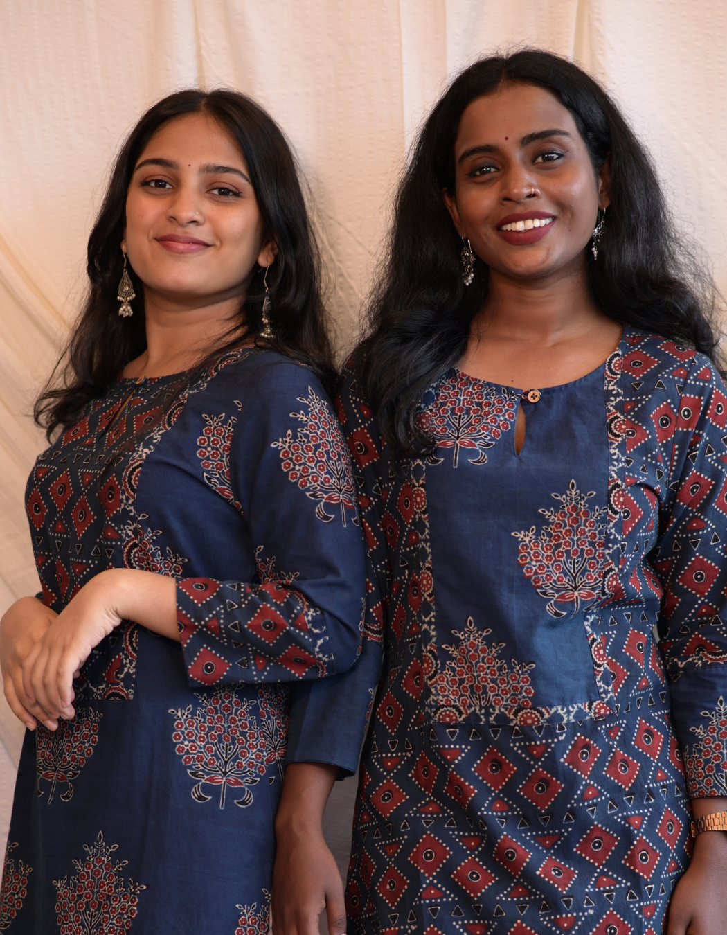 Kadha Blue Ajrakh Handblock Printed Cotton Kurti