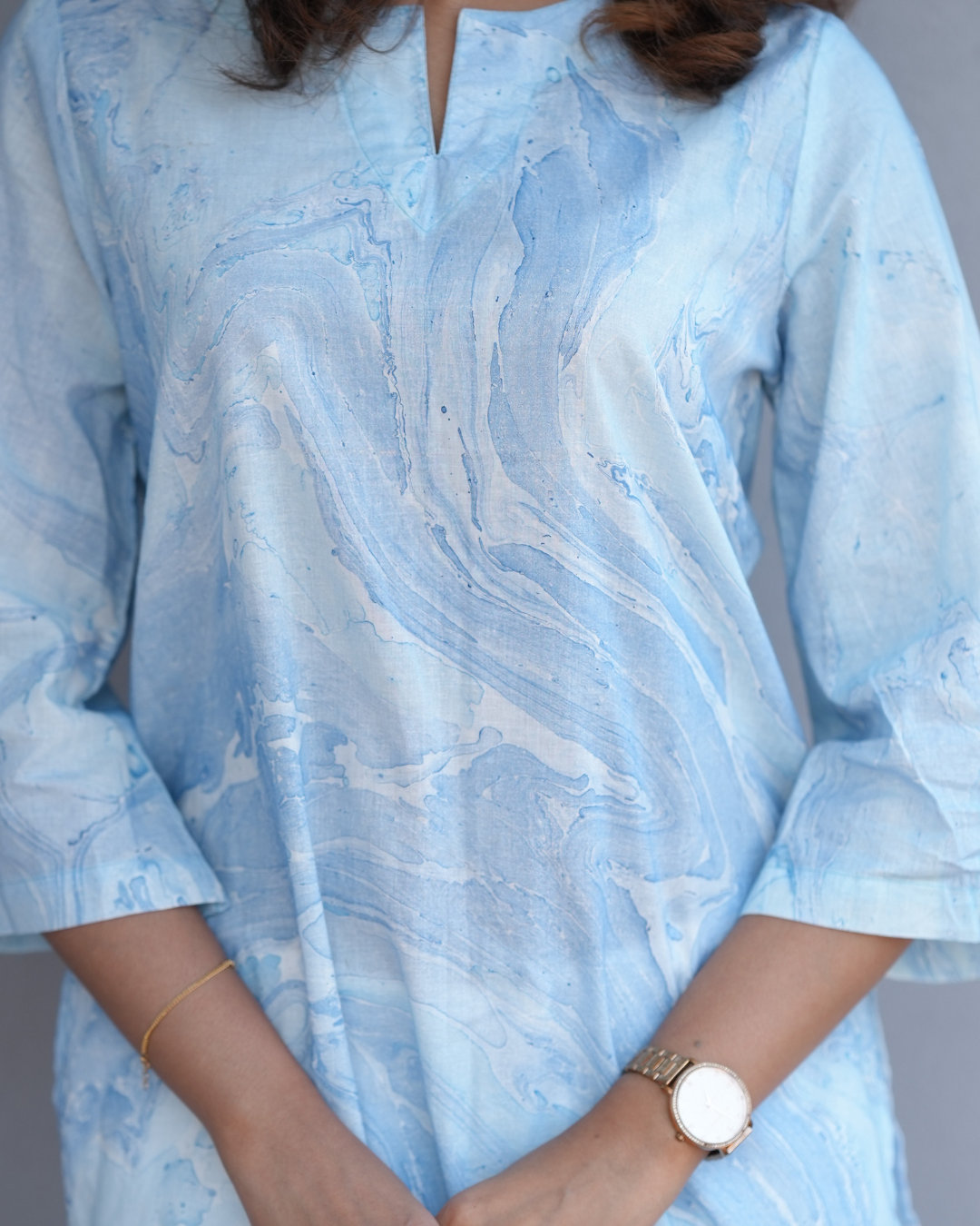 Blue Marble Printed Relaxed Fit Top