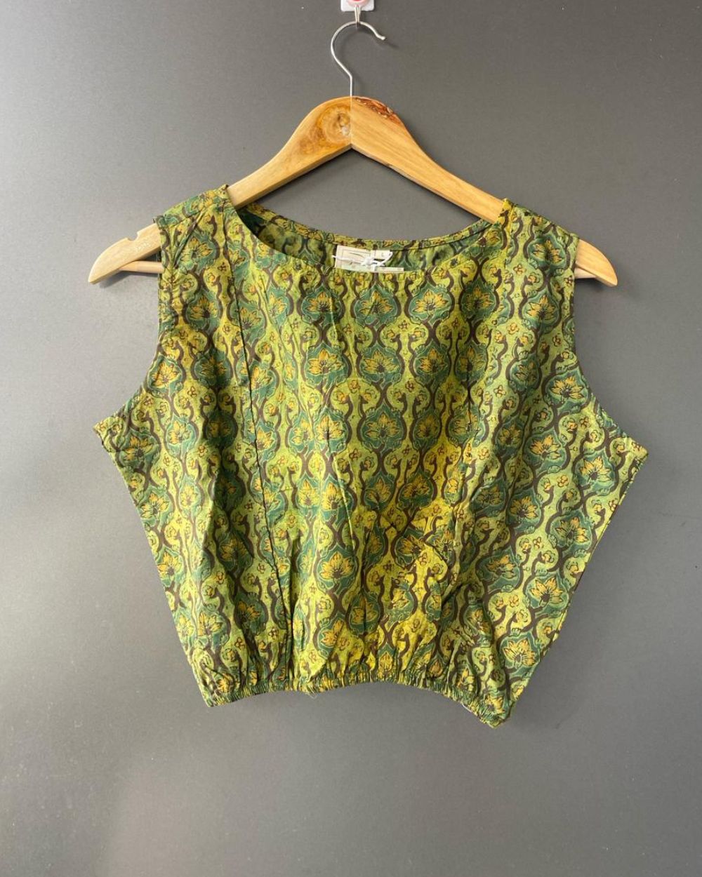 Green Block Printed crop top/ Blouse