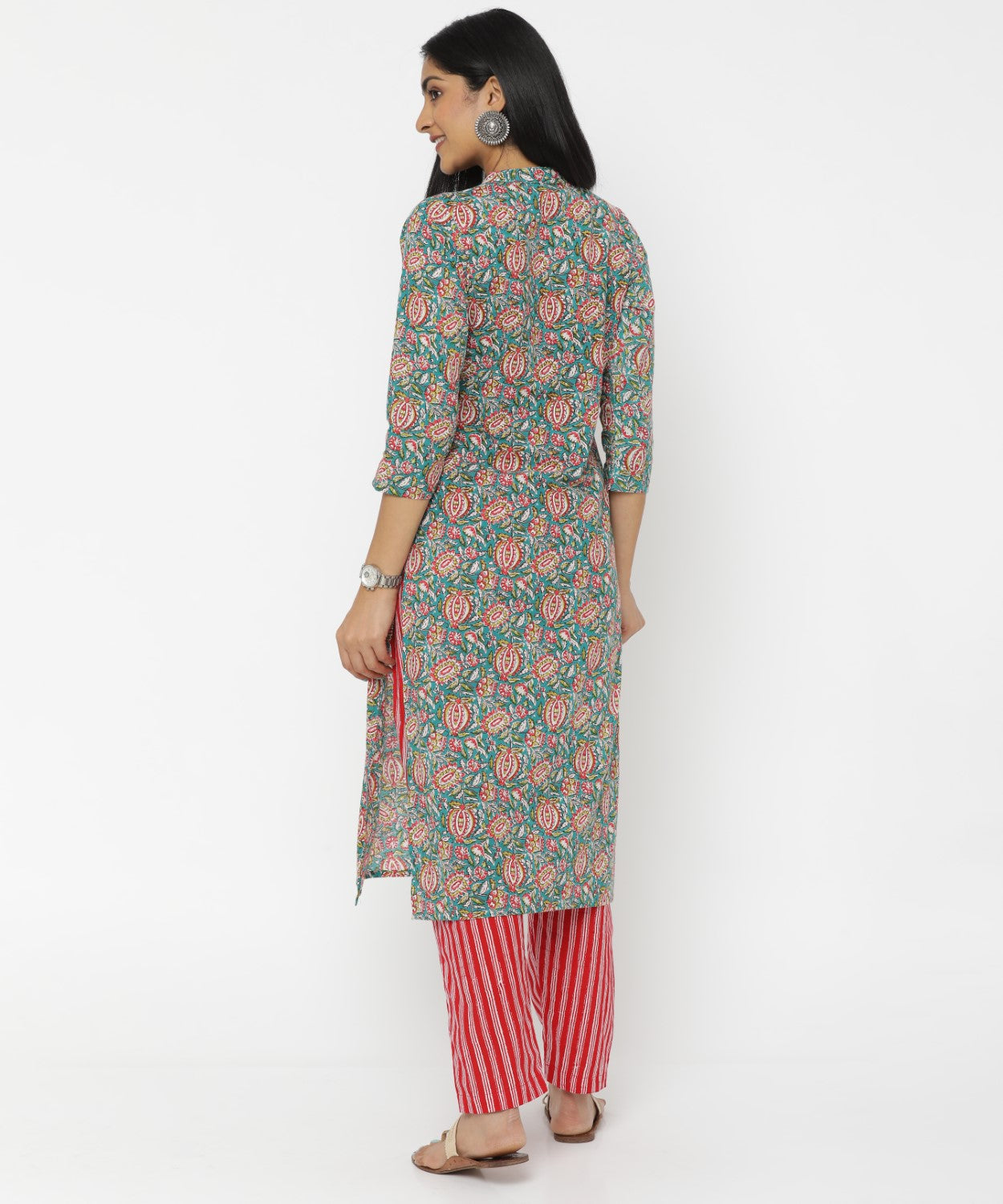 Bottle Green Kalamakari Hand Block Printed Kurti
