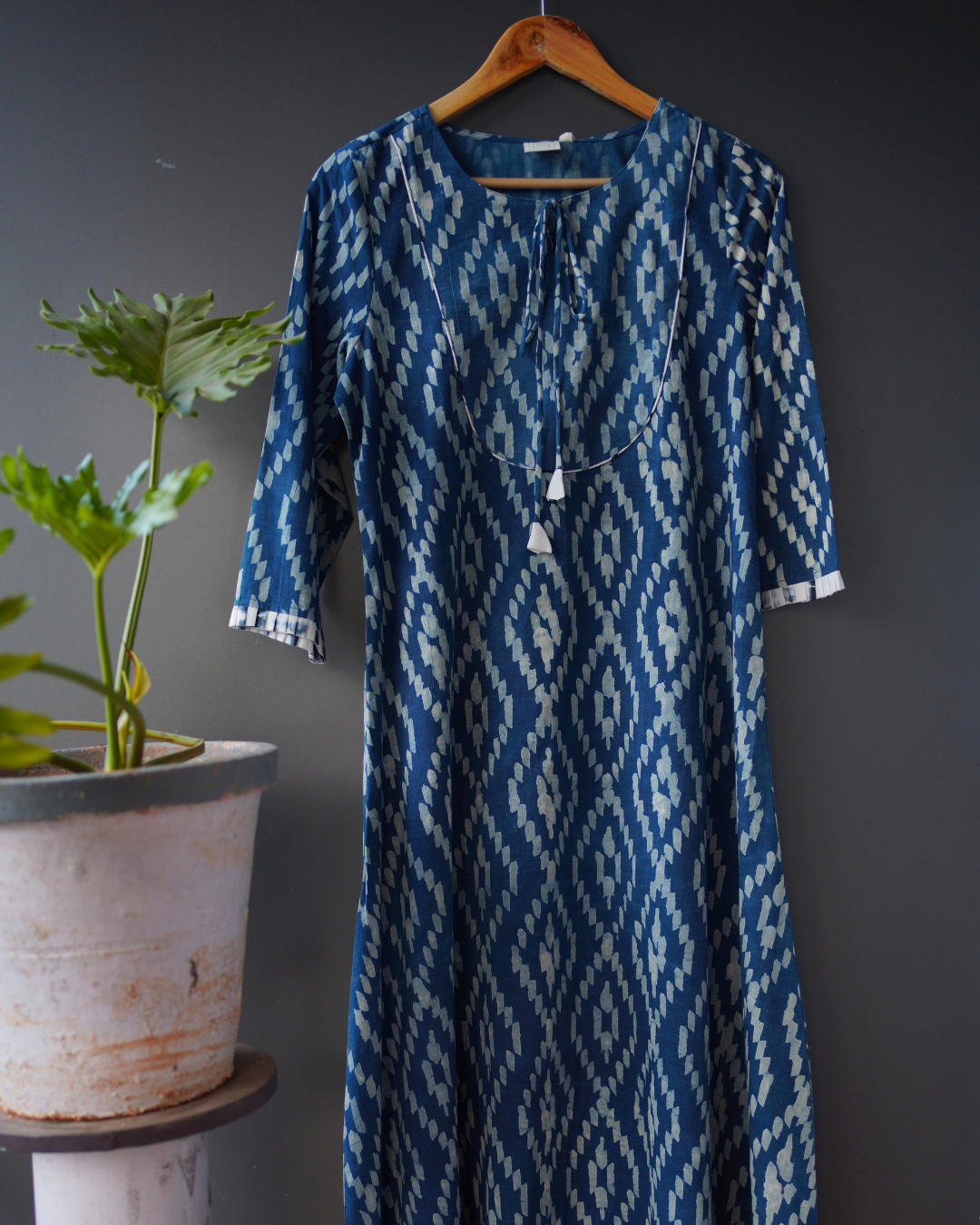 Blue floral Printed A Line Dress
