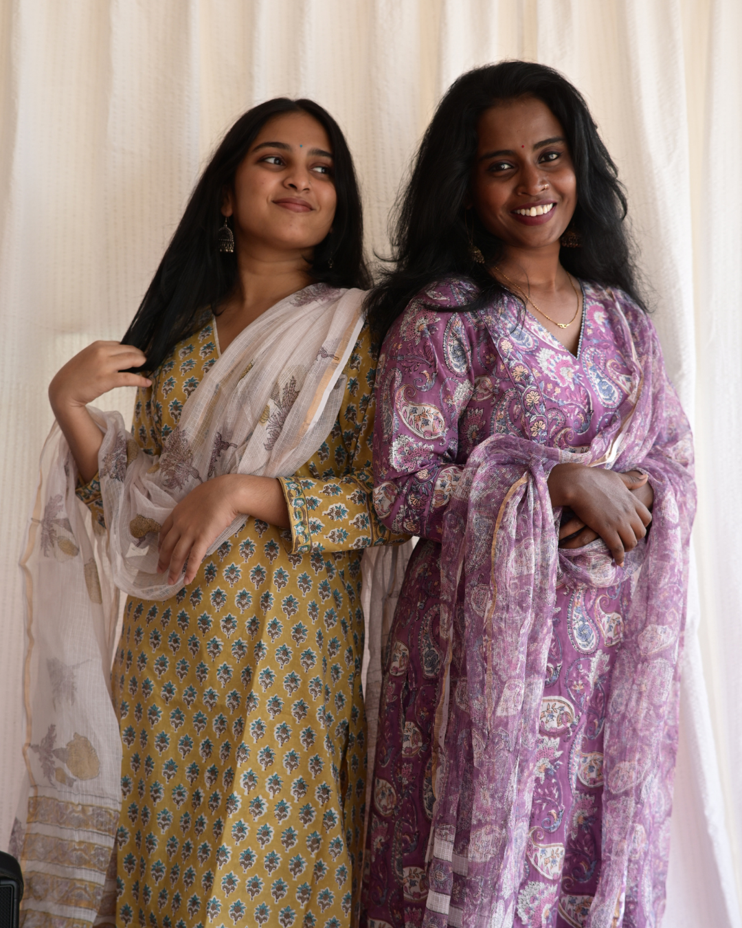 PURPLE FLORAL PRINTED KOTA DORIA DUPATTA