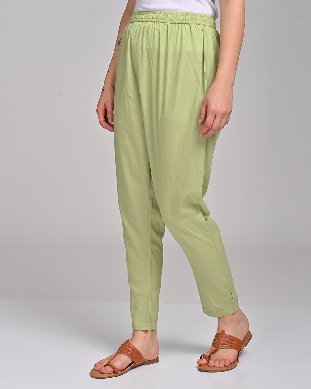 PISTA GREEN COTTON PANT