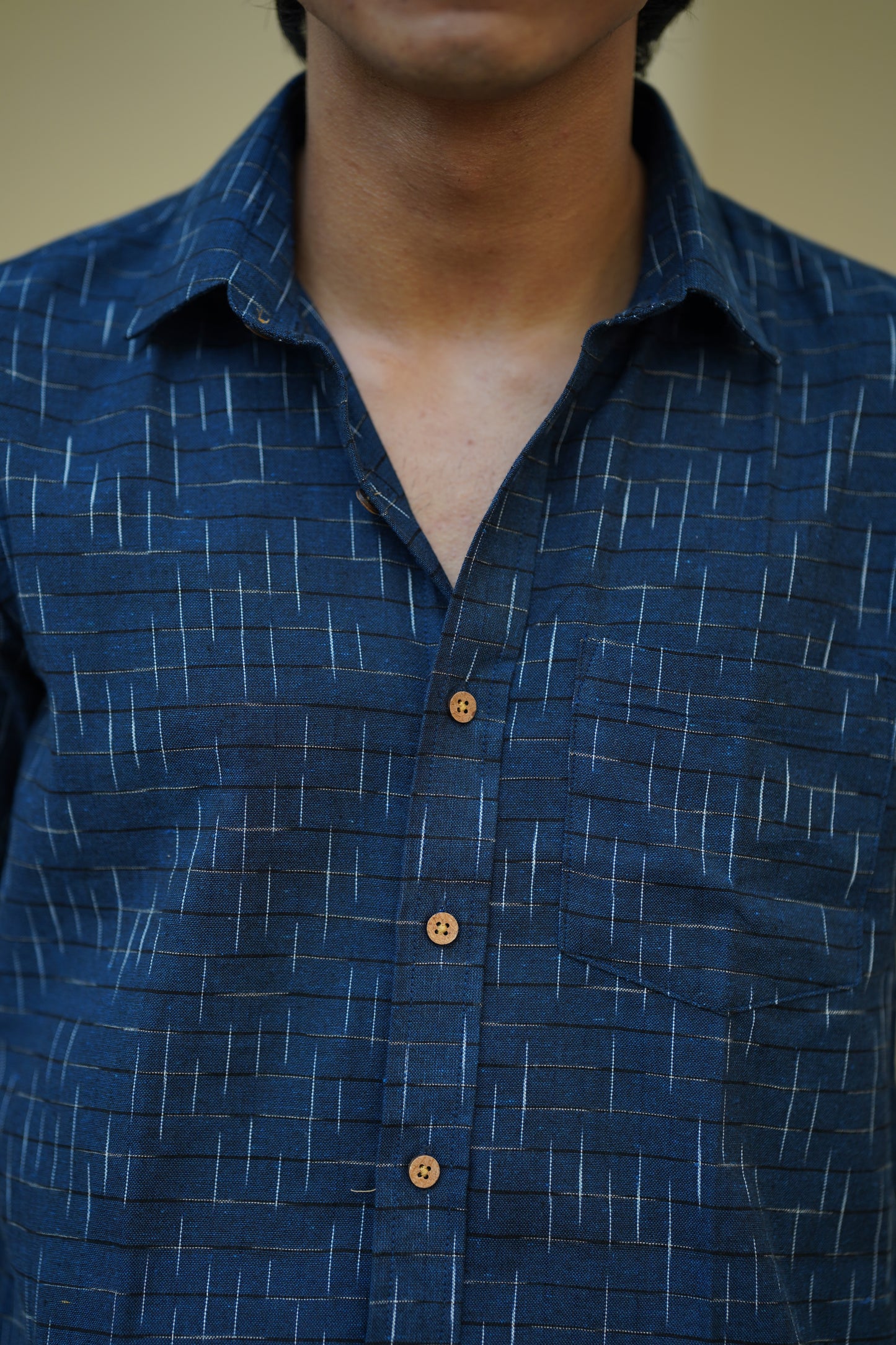 Dark Blue ikat printed men's shirt
