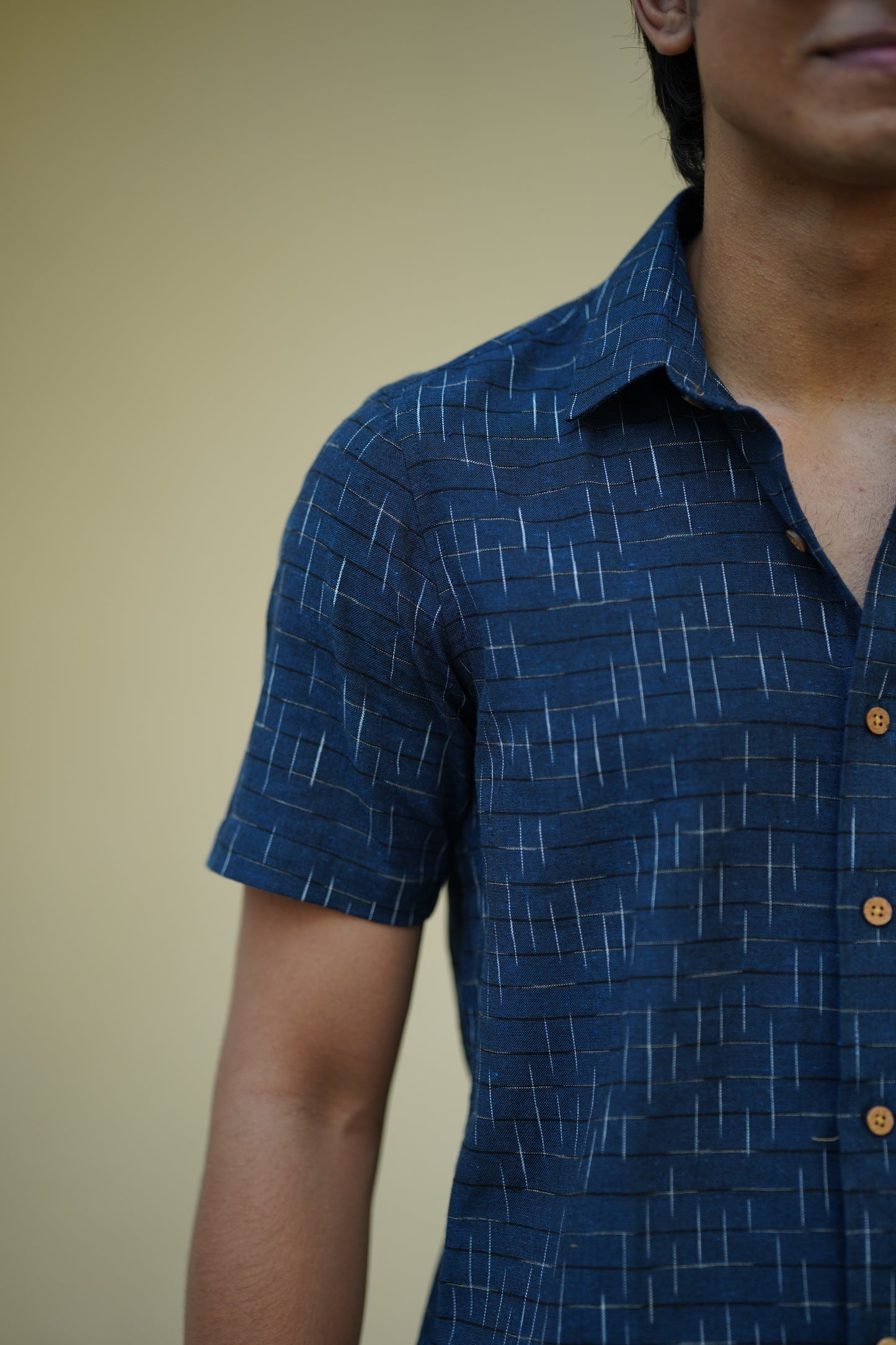 Dark Blue ikat printed men's shirt