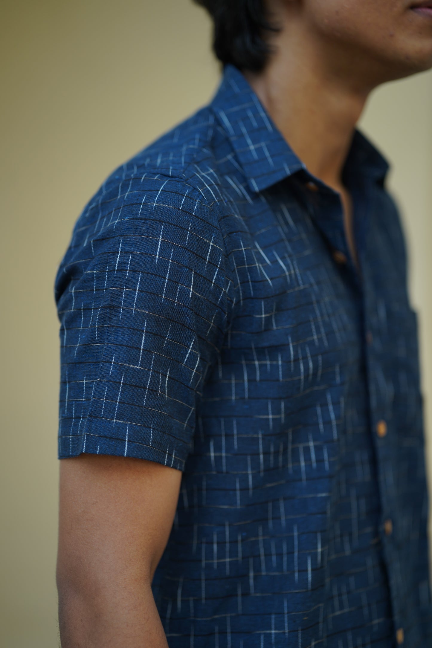 Dark Blue ikat printed men's shirt