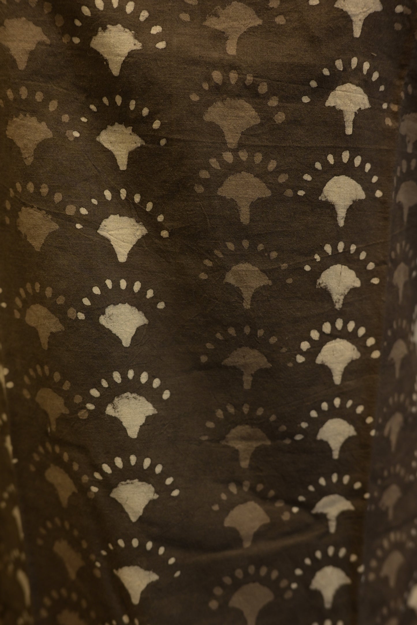LEHRAA - Grey Dabu Block Printed Cotton Slit Neck Kurti