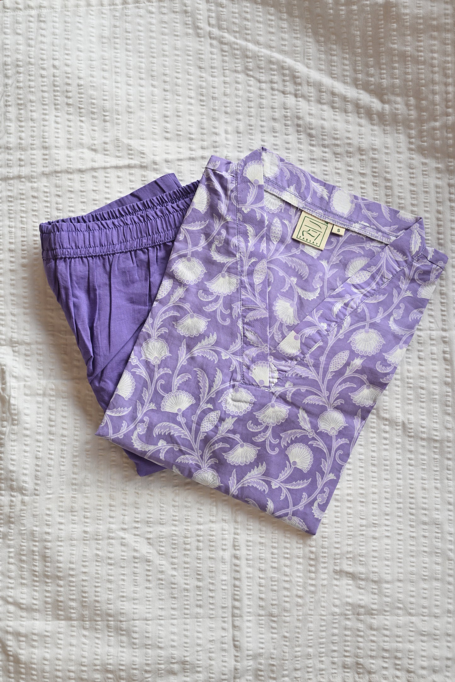 Lavender Floral Printed V Neck Kurti