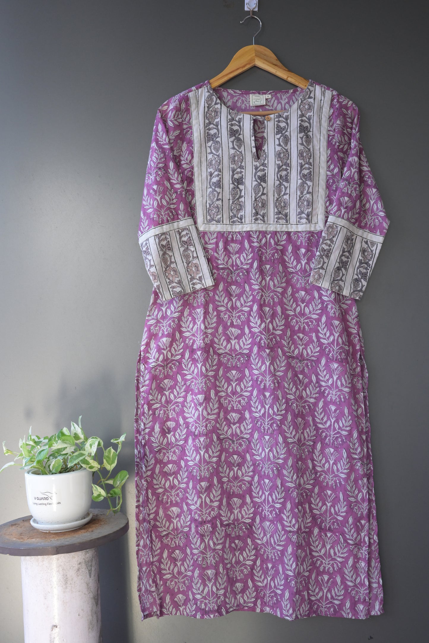 Purple Patch Hand Block Printed Kurti