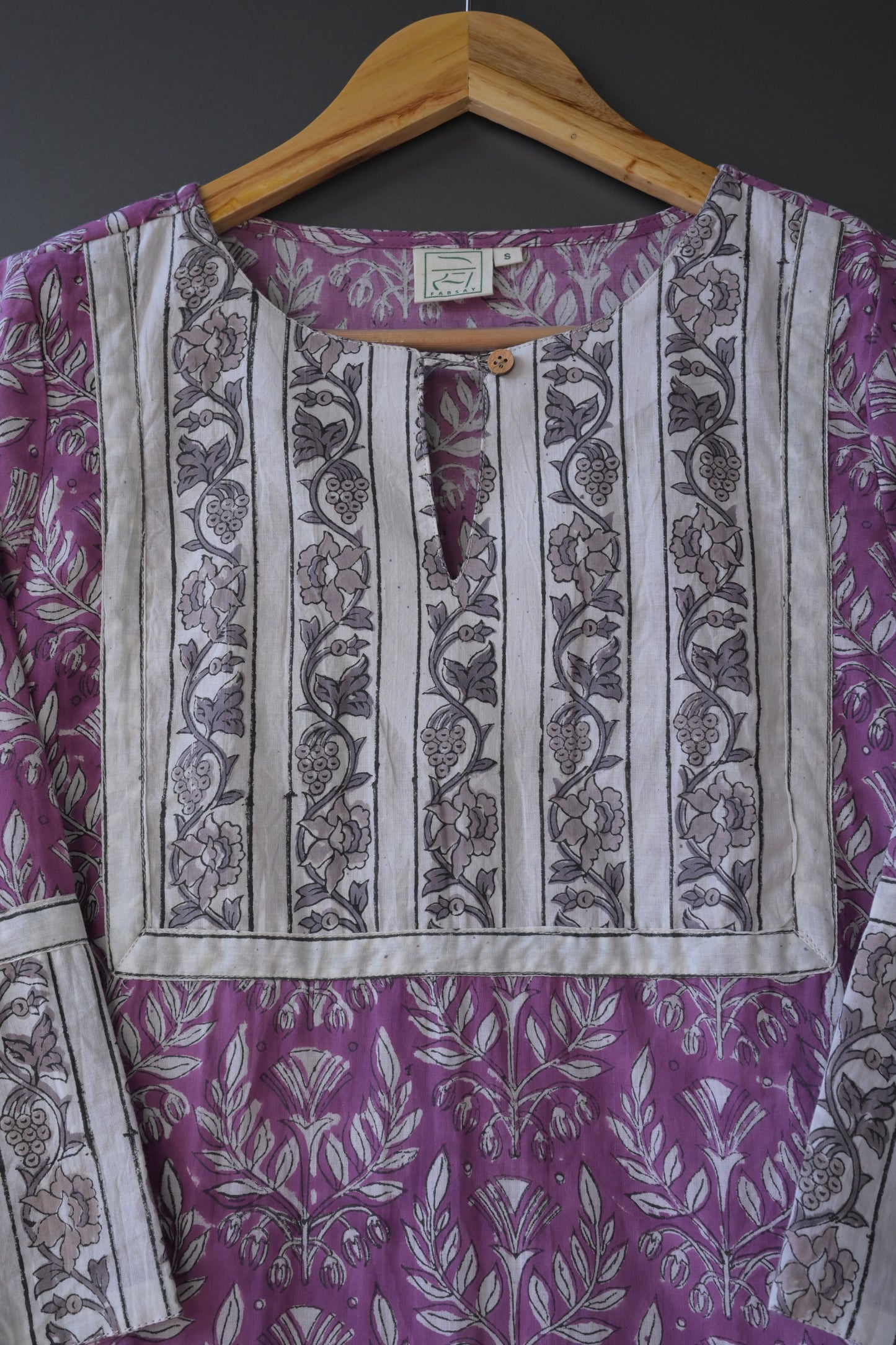 Purple Patch Hand Block Printed Kurti