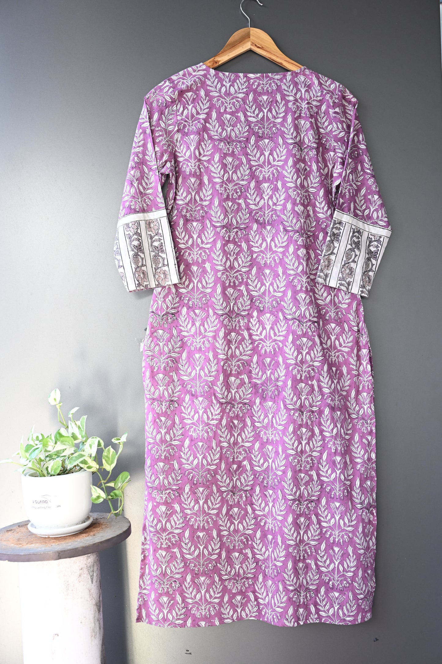 Purple Patch Hand Block Printed Kurti