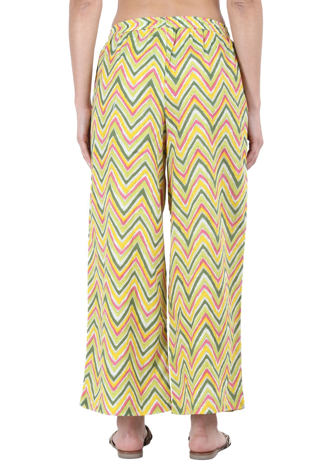 GREEN ZIGZAG PRINTED COTTON PALAZZO