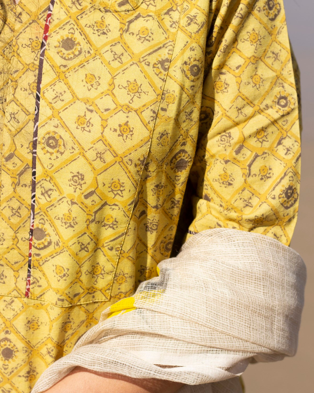 Yellow Jahota Hand Block Printed Kurti