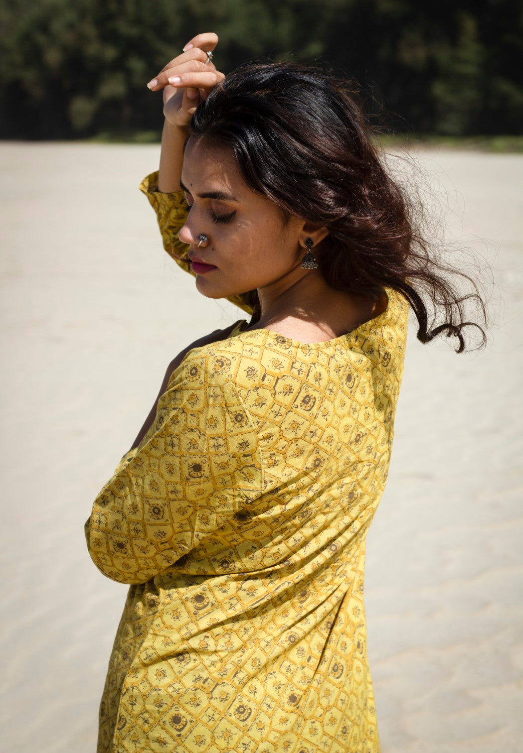 Yellow Jahota Hand Block Printed Kurti