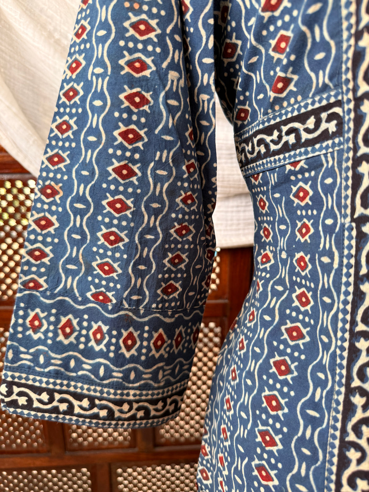Blue Ajrakh Hand Block Printed Cotton Kurti