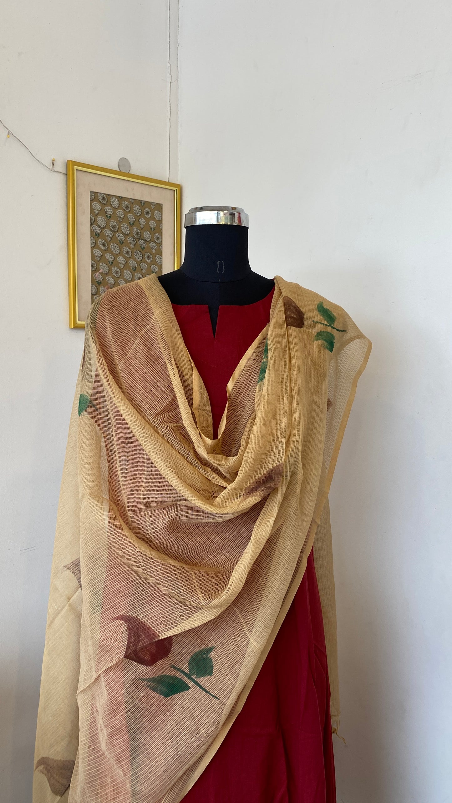 BEIGE BRUSH PAINTED PRINTED KOTA DORIA DUPATTA