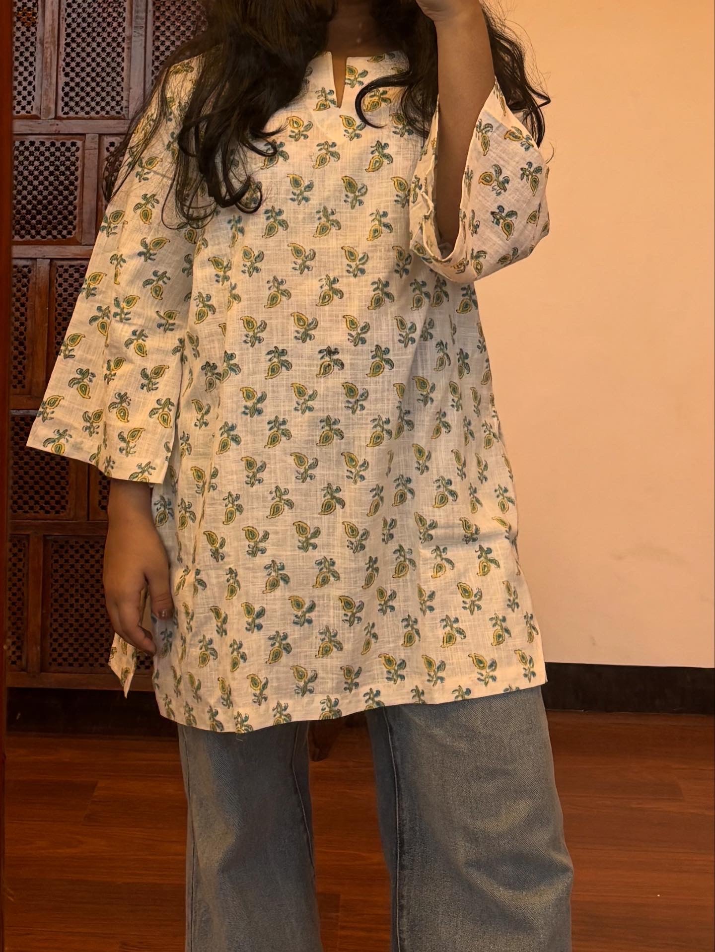 White white paisley Relaxed Fit Top