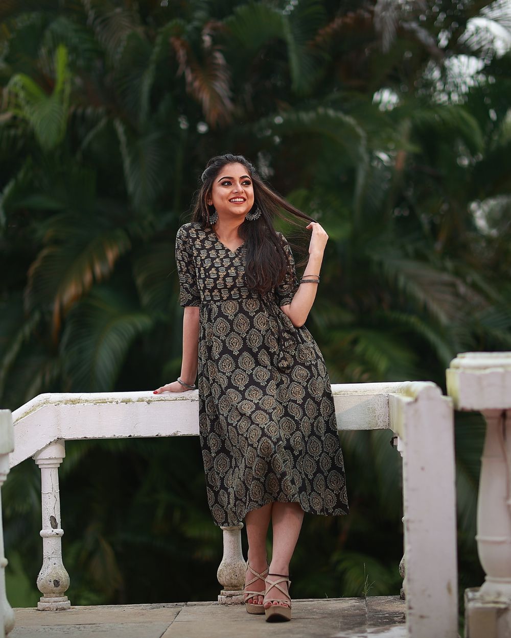 AJRAKH HAND BLOCK PRINTED ANGRAKHA PATTERN FROCK