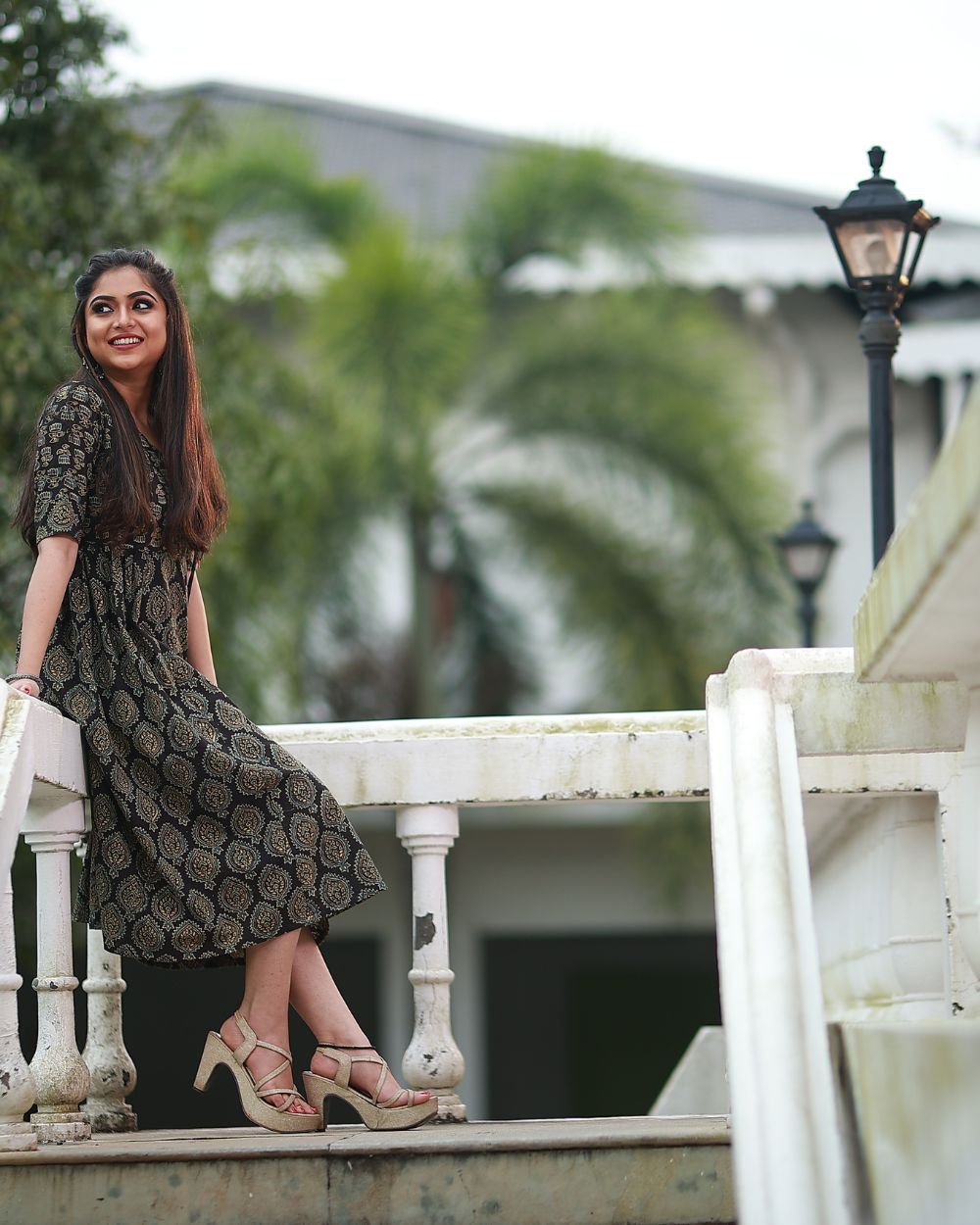 AJRAKH HAND BLOCK PRINTED ANGRAKHA PATTERN FROCK