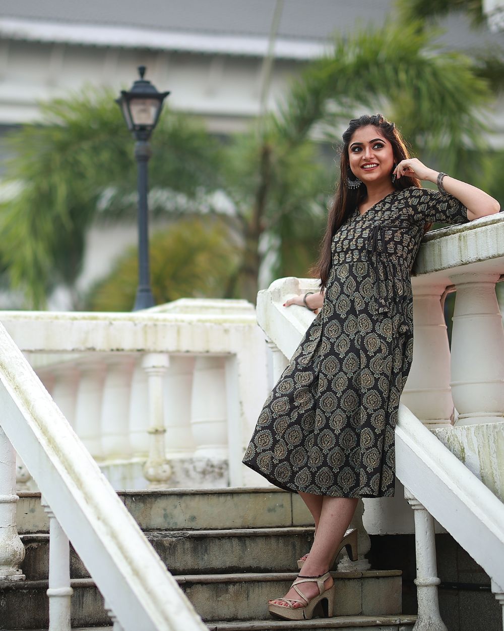AJRAKH HAND BLOCK PRINTED ANGRAKHA PATTERN FROCK