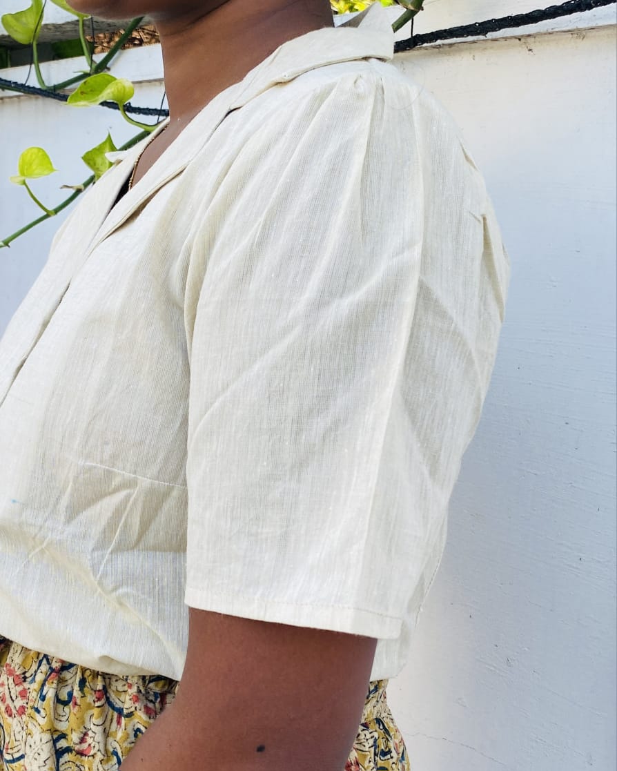 Beige Notch Collar Shirt