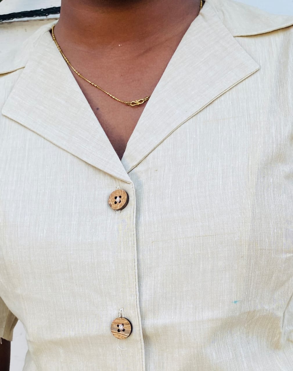 Beige Notch Collar Shirt