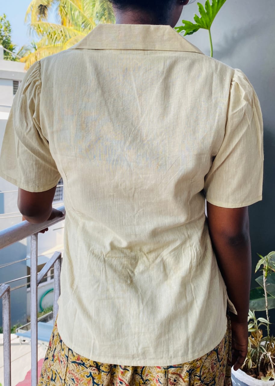 Beige Notch Collar Shirt
