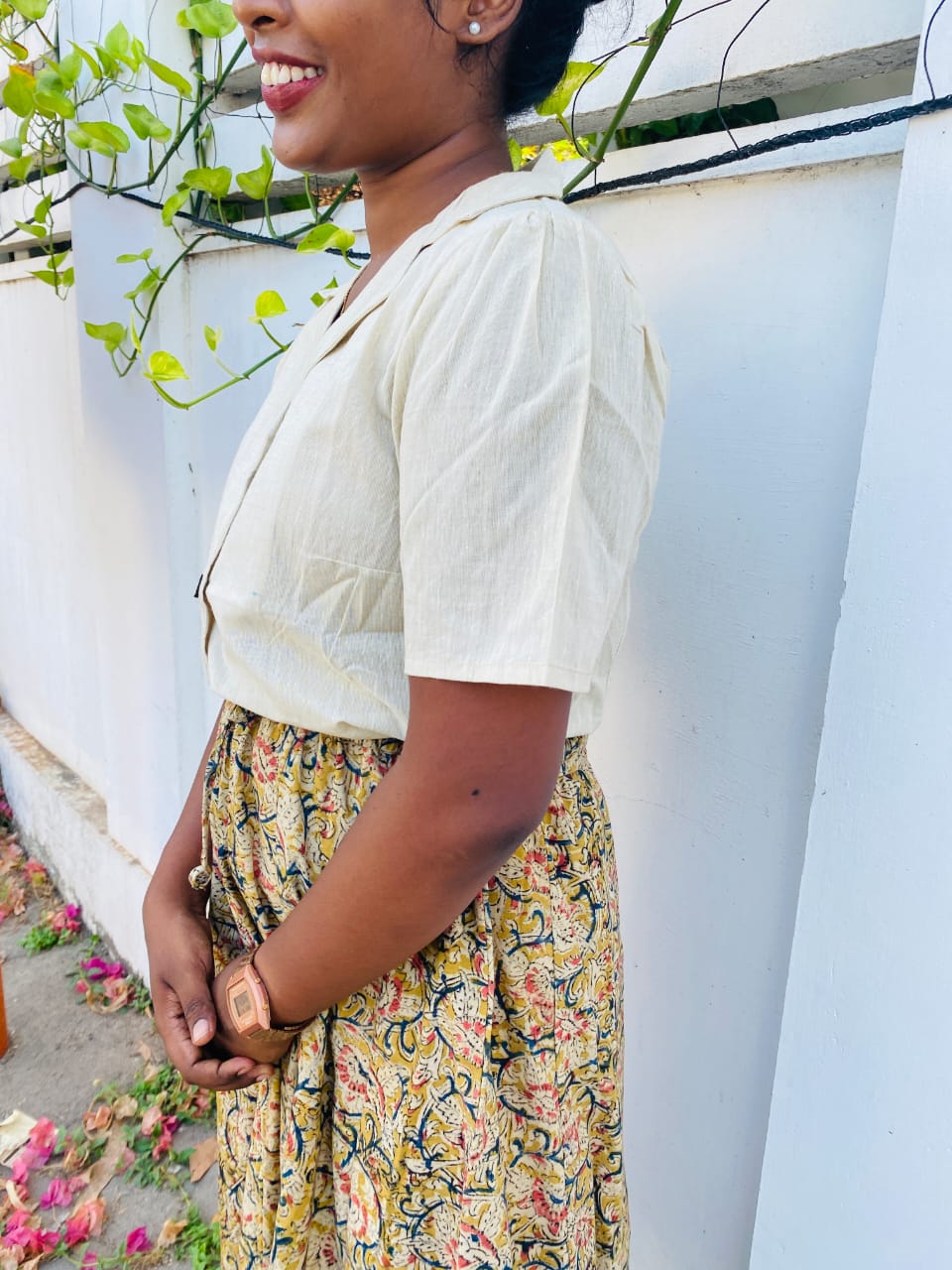 Beige Notch Collar Shirt
