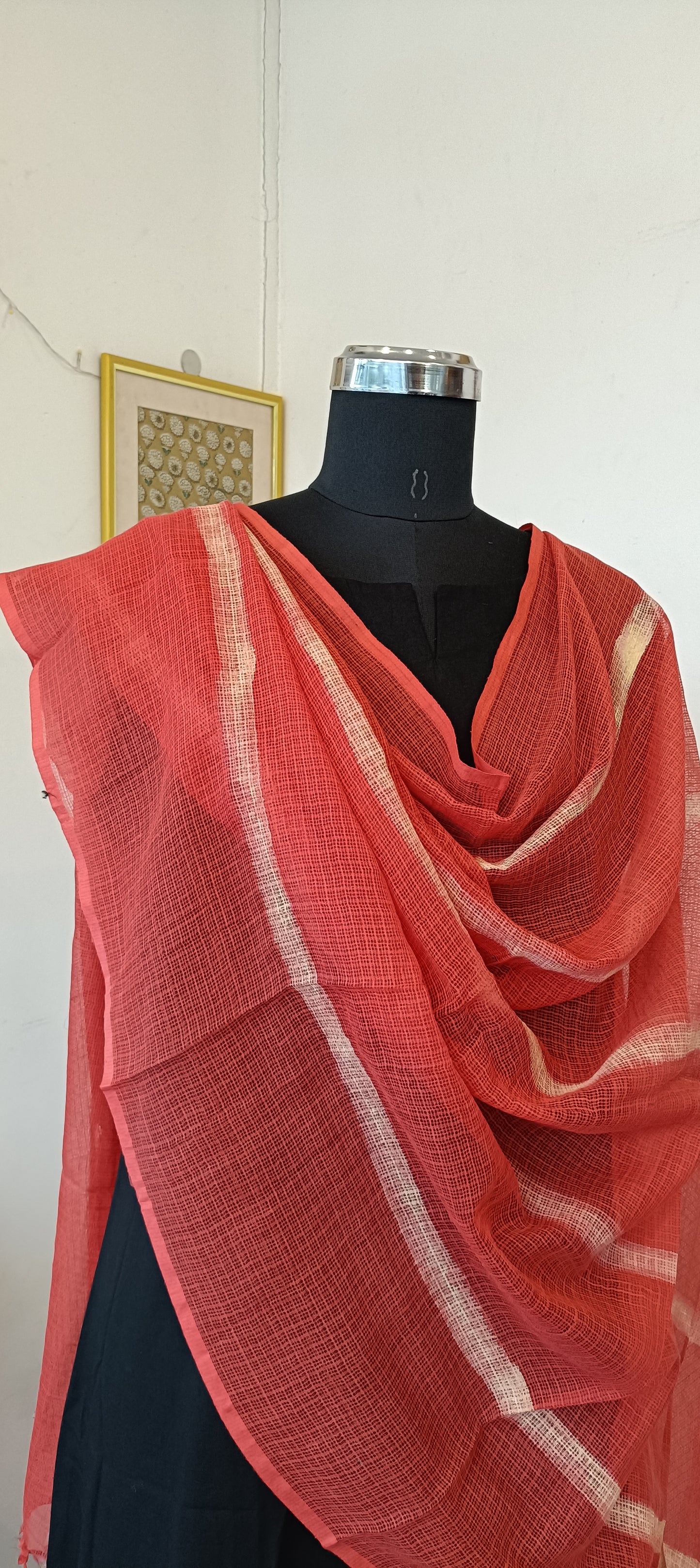 RED BRUSH PAINTED KOTA DORIA DUPATTA