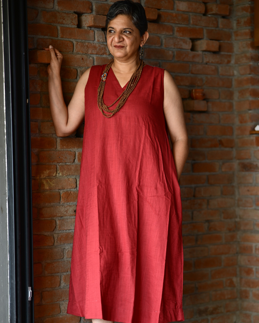 "IRA" Maroon A-LINE DRESS