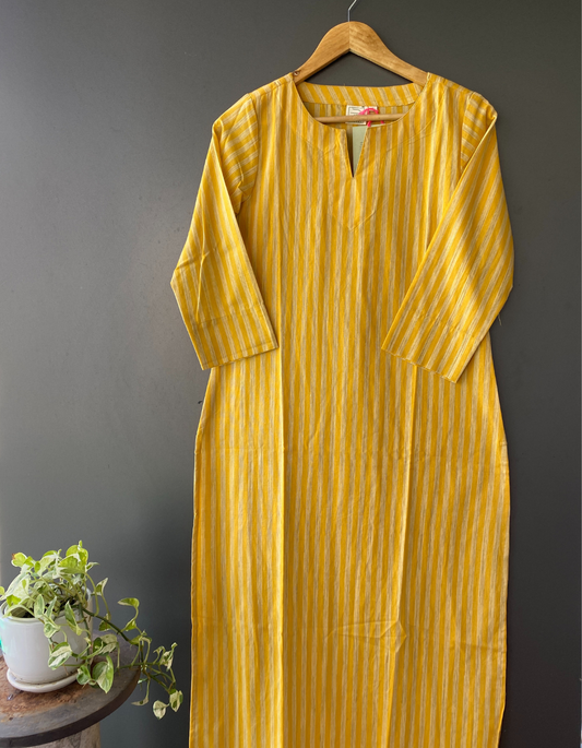 Yellow South Cotton Slit Neck Kurti