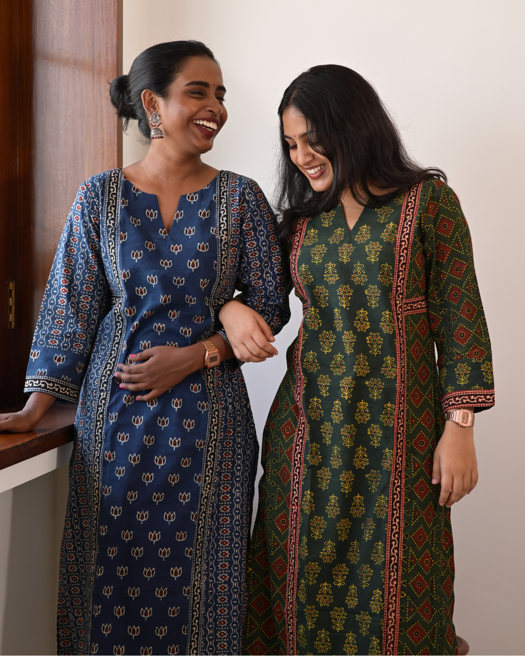 "DHOOP" Blue Ajrakh Hand Block Printed Cotton Kurti