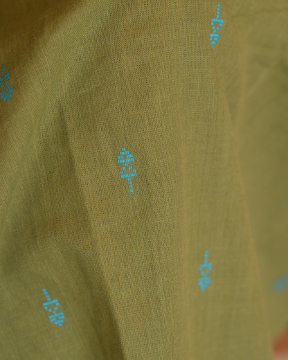 "ROZ" Olive Green South Cotton Kurti and pant set