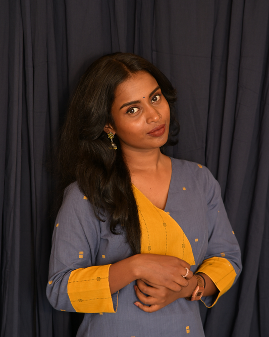 "ROZ" Blue South Cotton Kurti with Straight Pant